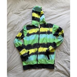 H&M Boys Green, Black, and Yellow Zip Hoodie Size S